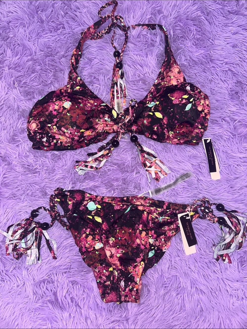 Victoria's Secret Multicolor Floral Halter Bikini Set